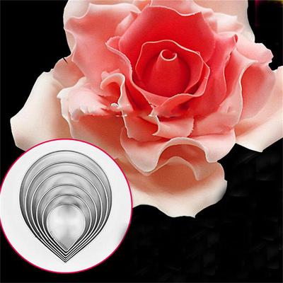 6Pcs/Set Rose Petal Mold For Cake Decor Fondant Sugarcraft Cutters Tools Mould