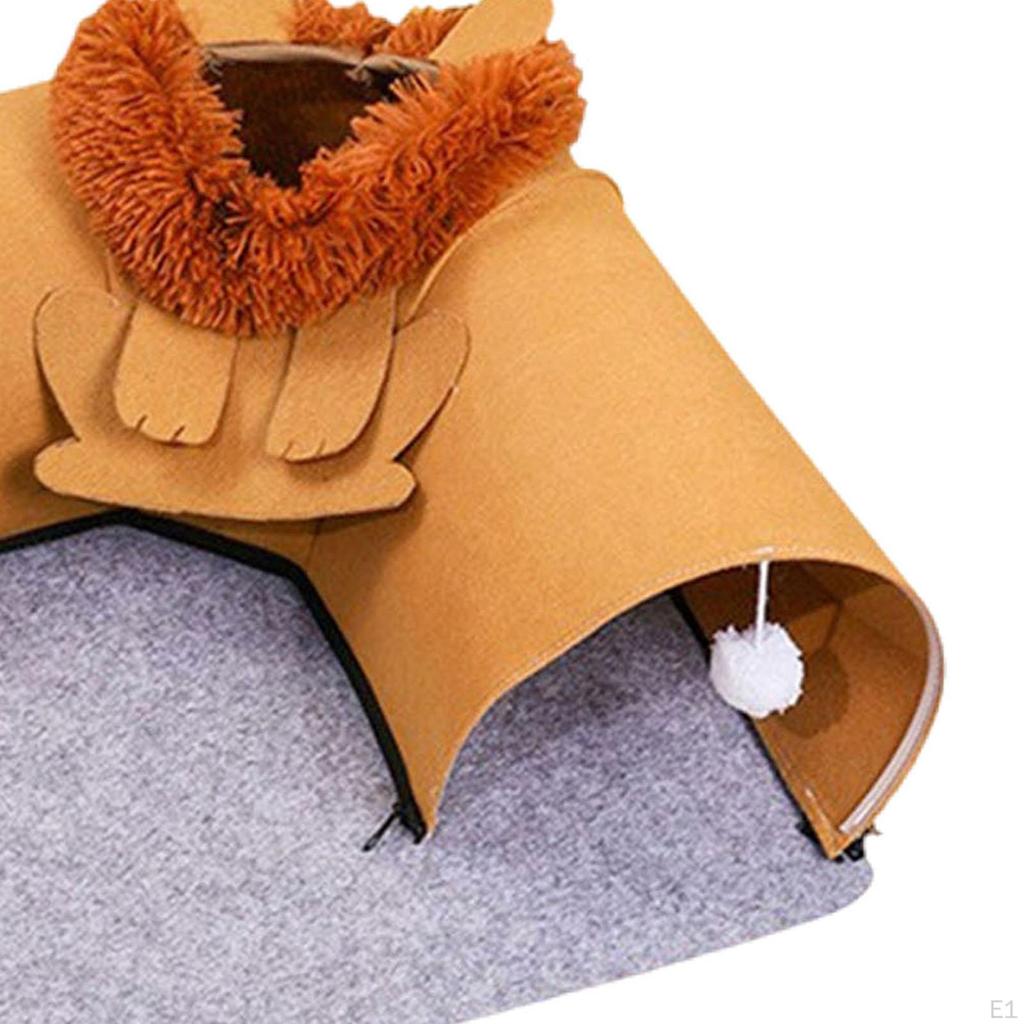 2 In 1 Cat Bed and Tunnel Activity Center Breathable Play Hut with Playing Ball Toy Interactive