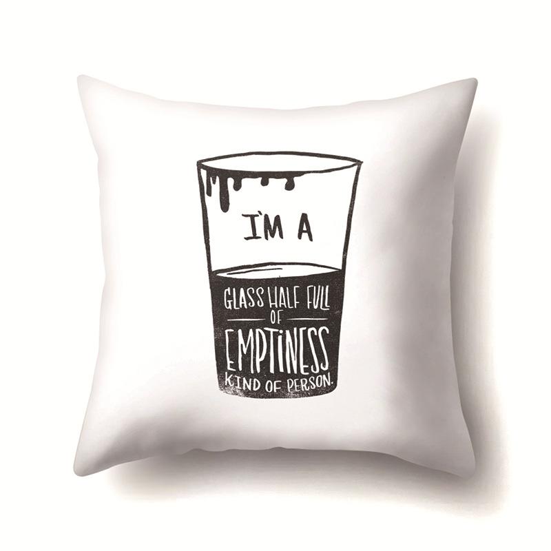 Nordic Style Ins Illustration Graffiti Polyester Pillowcase Car Decoration Home Printed Waist Rest Pillowcase