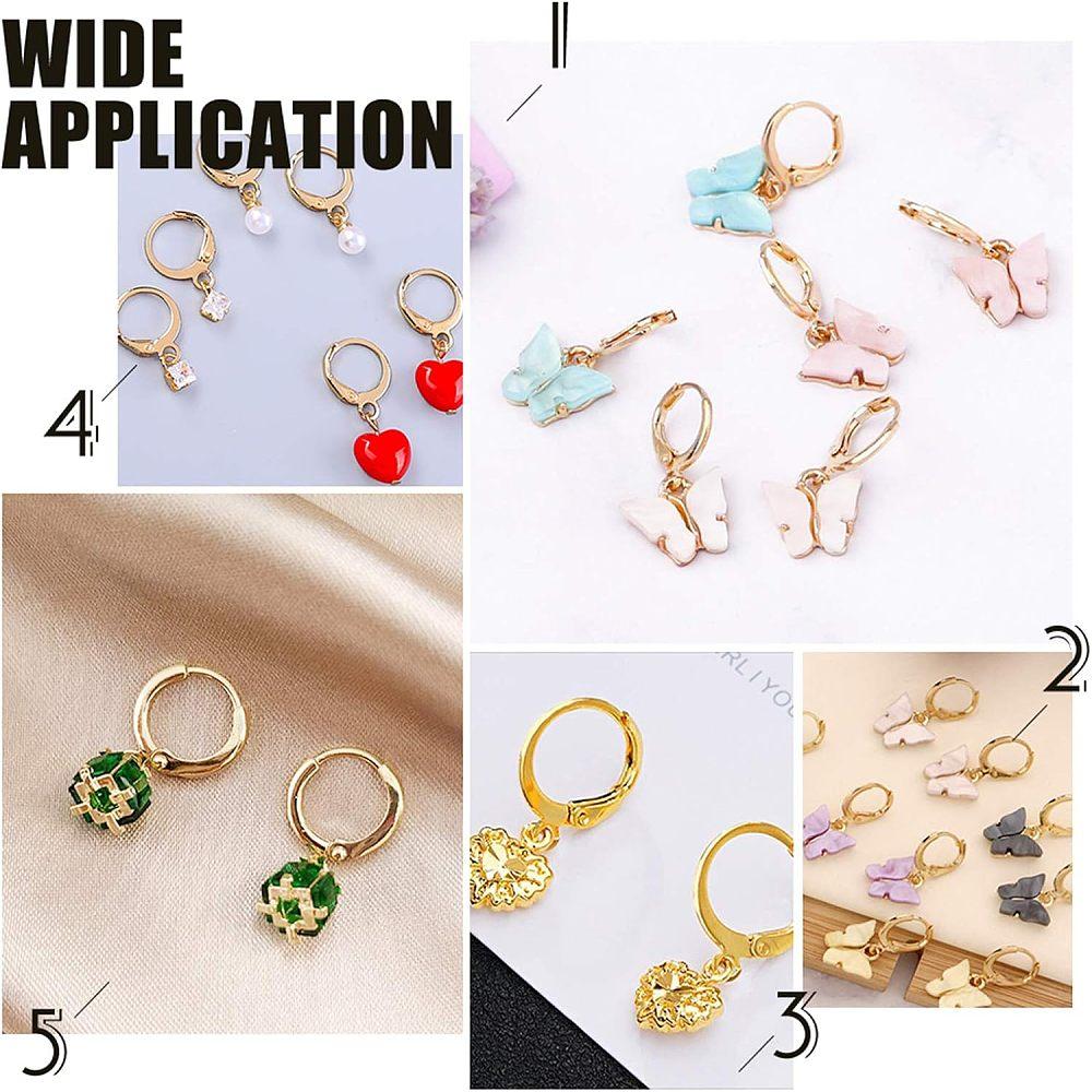 304 Stainless Steel Leverback Earring Findings, with Loop, Golden, 14.5x12mm, Hole: 1mm, Pin: 0.8x1mm, 50pcs/box