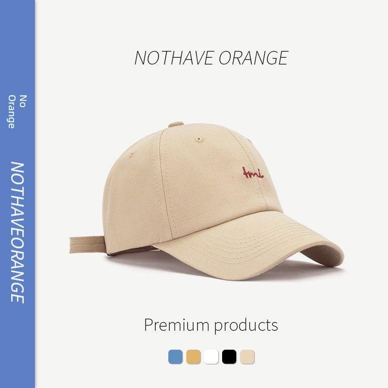 

Wide Brim Baseball Cap Women s Face-Looking Small Spring and Summer Blue Embroider K-style Ins Trendy Black Peaked Cap Men Beige Adjustable