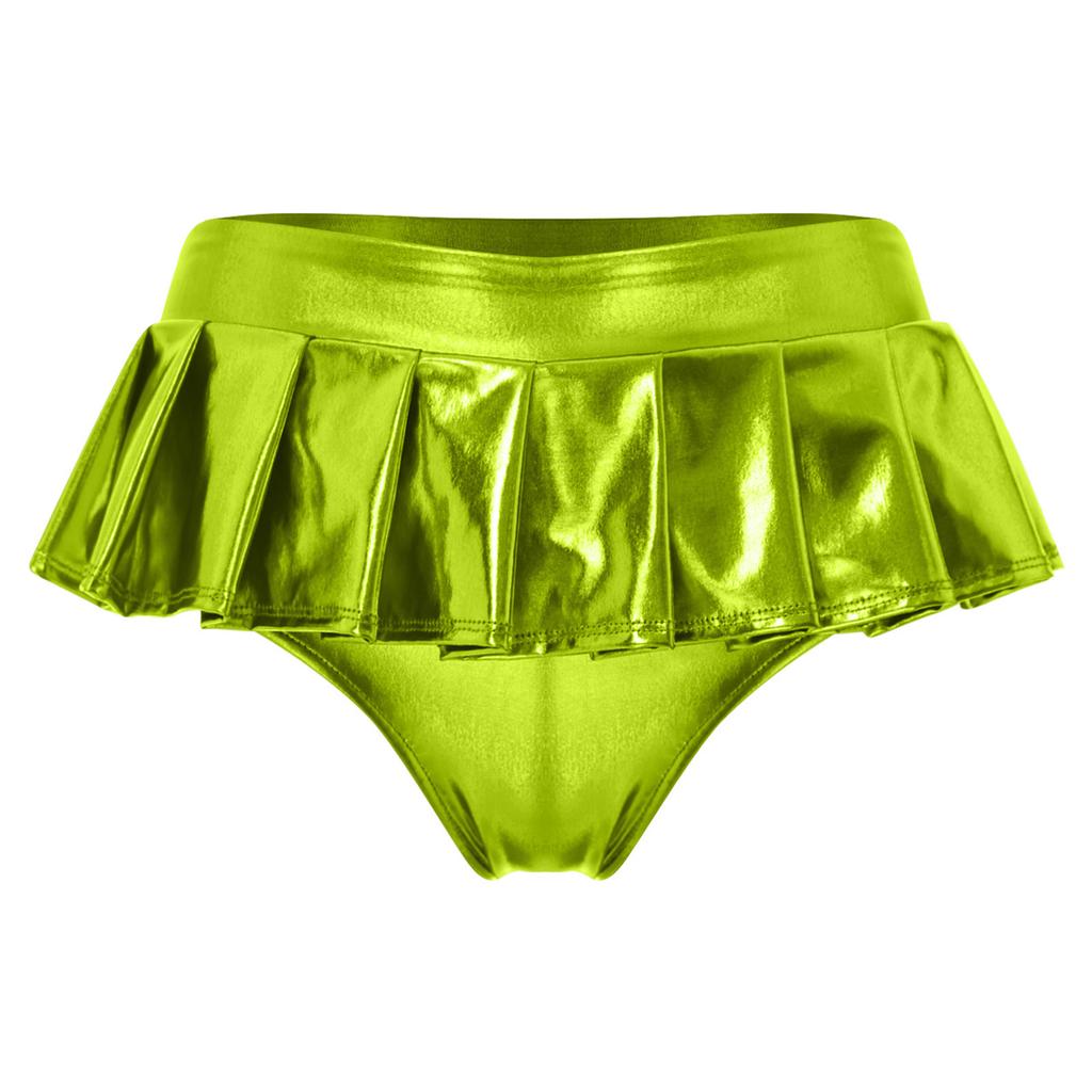 Dámské metalické lesklé mikro mini plisované culottes sukně Rave párty mikro šortky