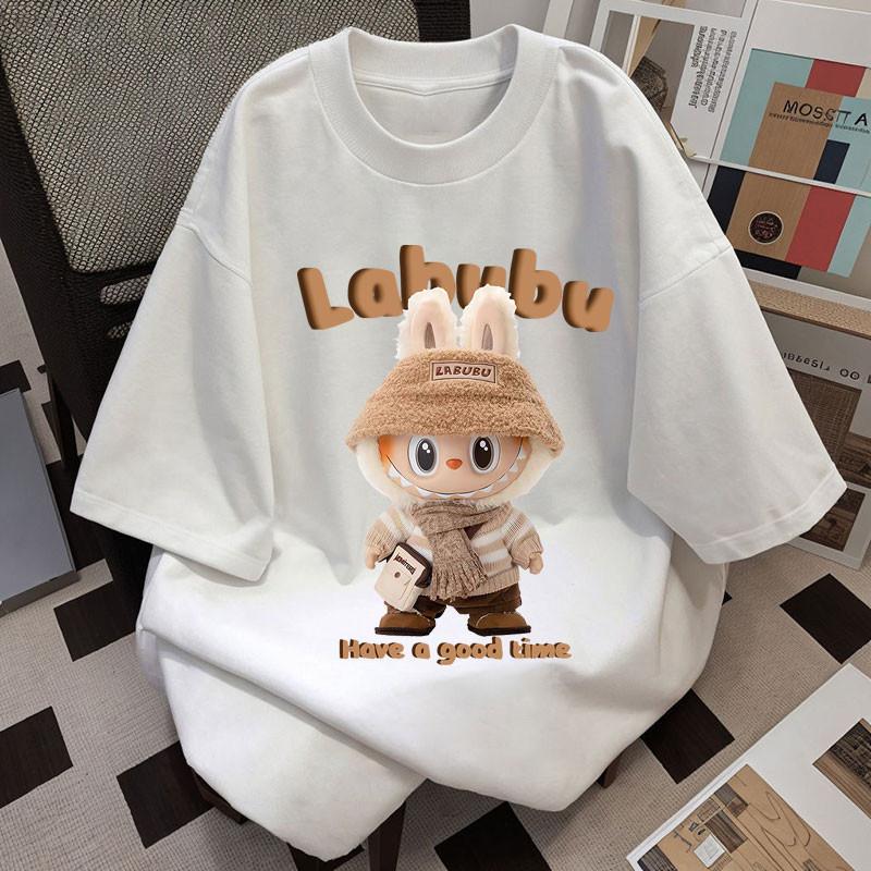 Women's Printed LABUBU Short-sleeve Street Fashion Versatile Stylish Top Plus Size Fashionable Clothing