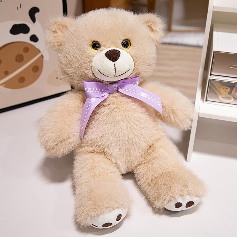 Small Tricolor Ribbon Teddy Bear Plush Doll - 7 or 8 Inch Gift
