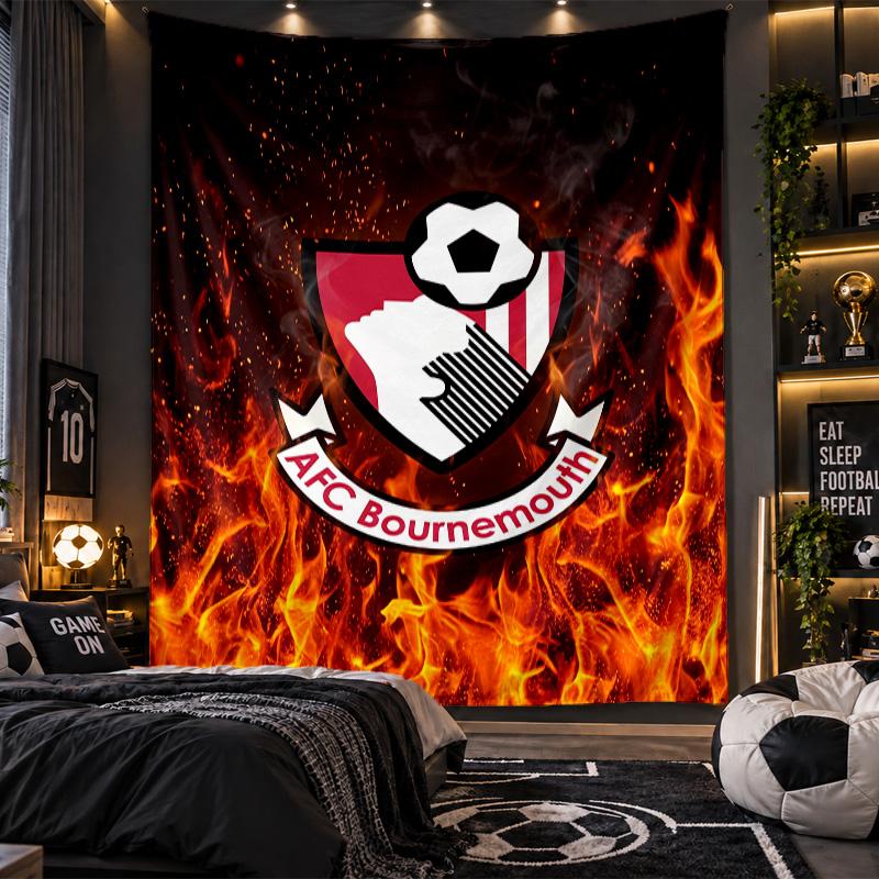 Sieninis gobelenas Bournemouth futbolo spaudinio audinys svetainei, miegamajam, namų dekoravimui