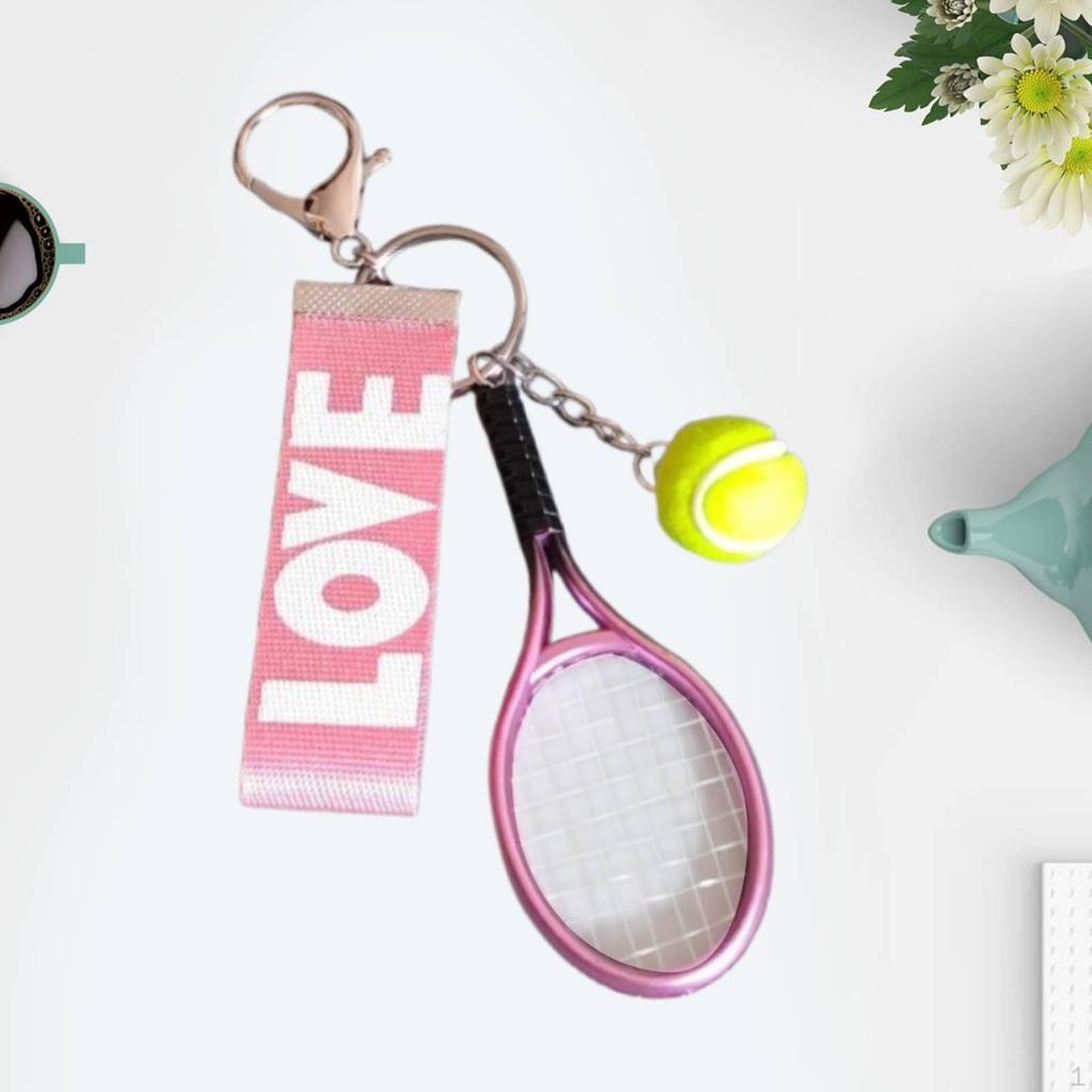Tennis Racket Ball Keychain Chain Pendant for