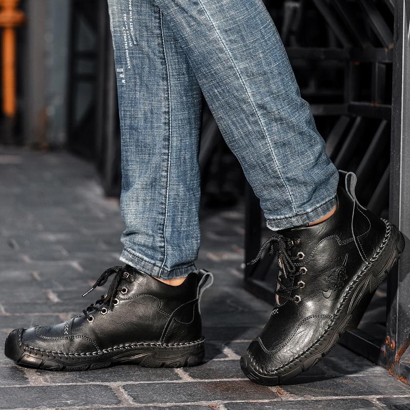 38-48 Herren Handgefertigte Echtleder Stiefel Bequeme Stiefeletten für Herren Freizeitschuhe Outdoor Workwear Schuhe