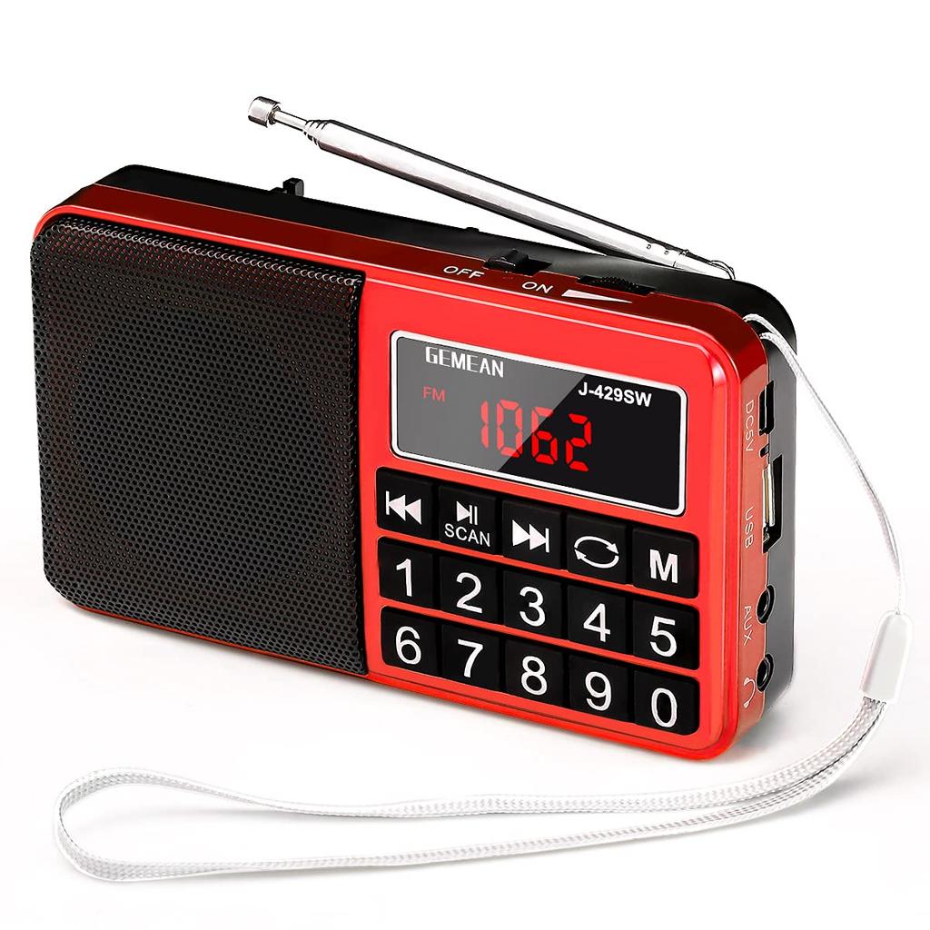 Portable USB Wide AM and by Gemean GemeanJ-429SW Radio, Rechargeable, Portable, FM, (MW), Shortwave, (L-238SW) (Rose Color)