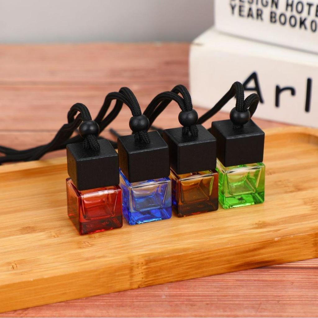 Colorful 8ml Car Air Freshener Ornament Perfume Refillable Hanging Volatile Glass Bottle