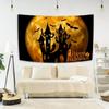 Happy Halloween Decorative Tapestry Bat Pumpkin Print Wall Hanging Carpet Party Background Fabric Home Room Decoration