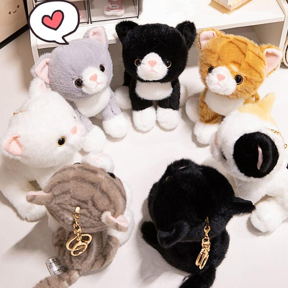 Soft Furry Kitten Plush Toy Stuffed Animal Stuffed Cat Keychain Simulated Cat Doll  Girls Gift