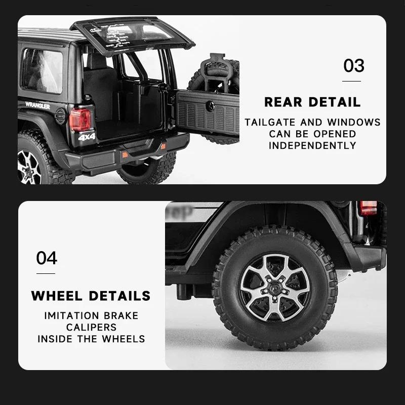1:22 Jeep Wrangler Rubicon Off-Road High Simulation Diecast Car Metal Alloy Model Car Toys for Children Gift Collection
