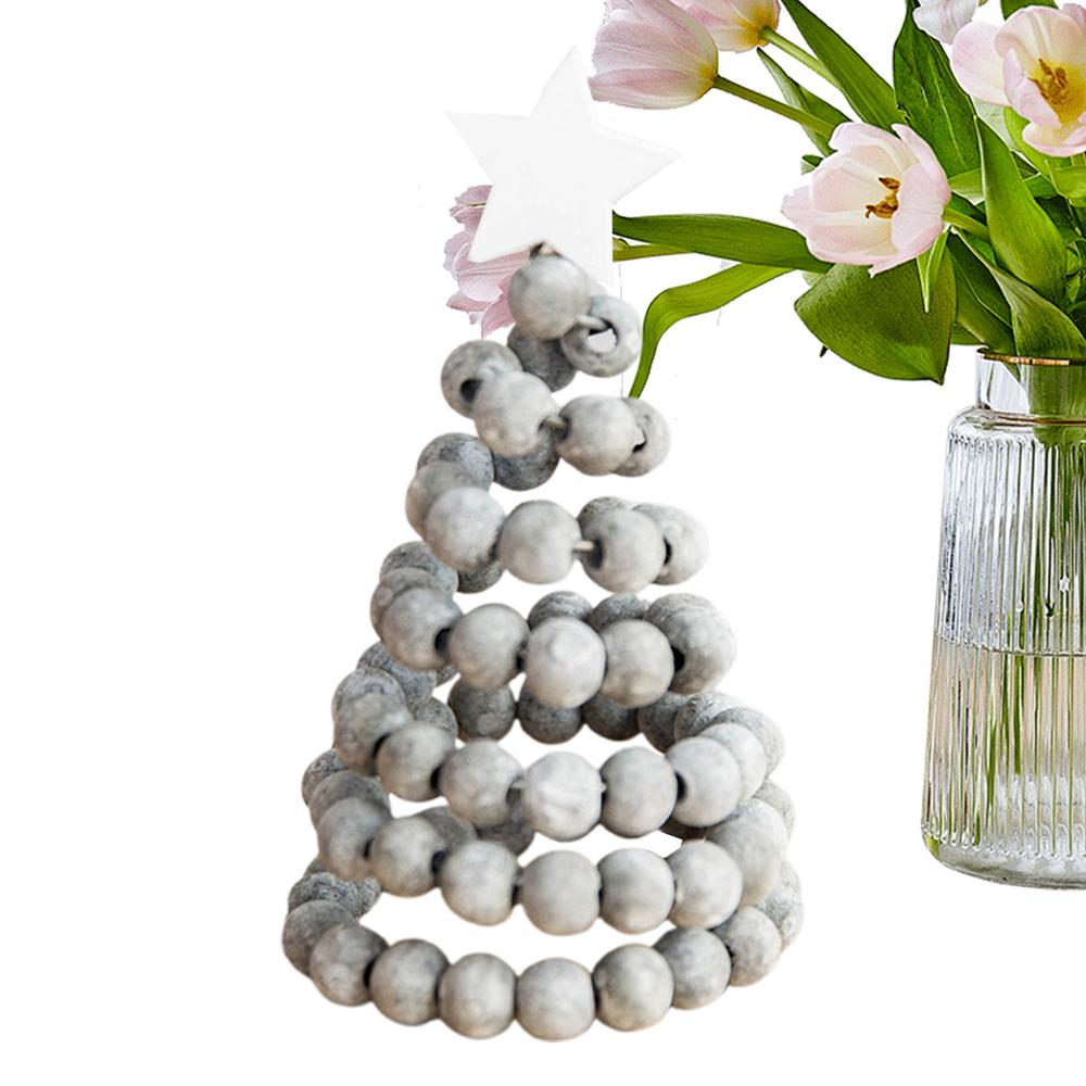 Christmas Tree Figurine Tabletop Wooden Bead Christmas Tree Holiday Figurine Creative Christmas Tree Holiday Figurine Christmas