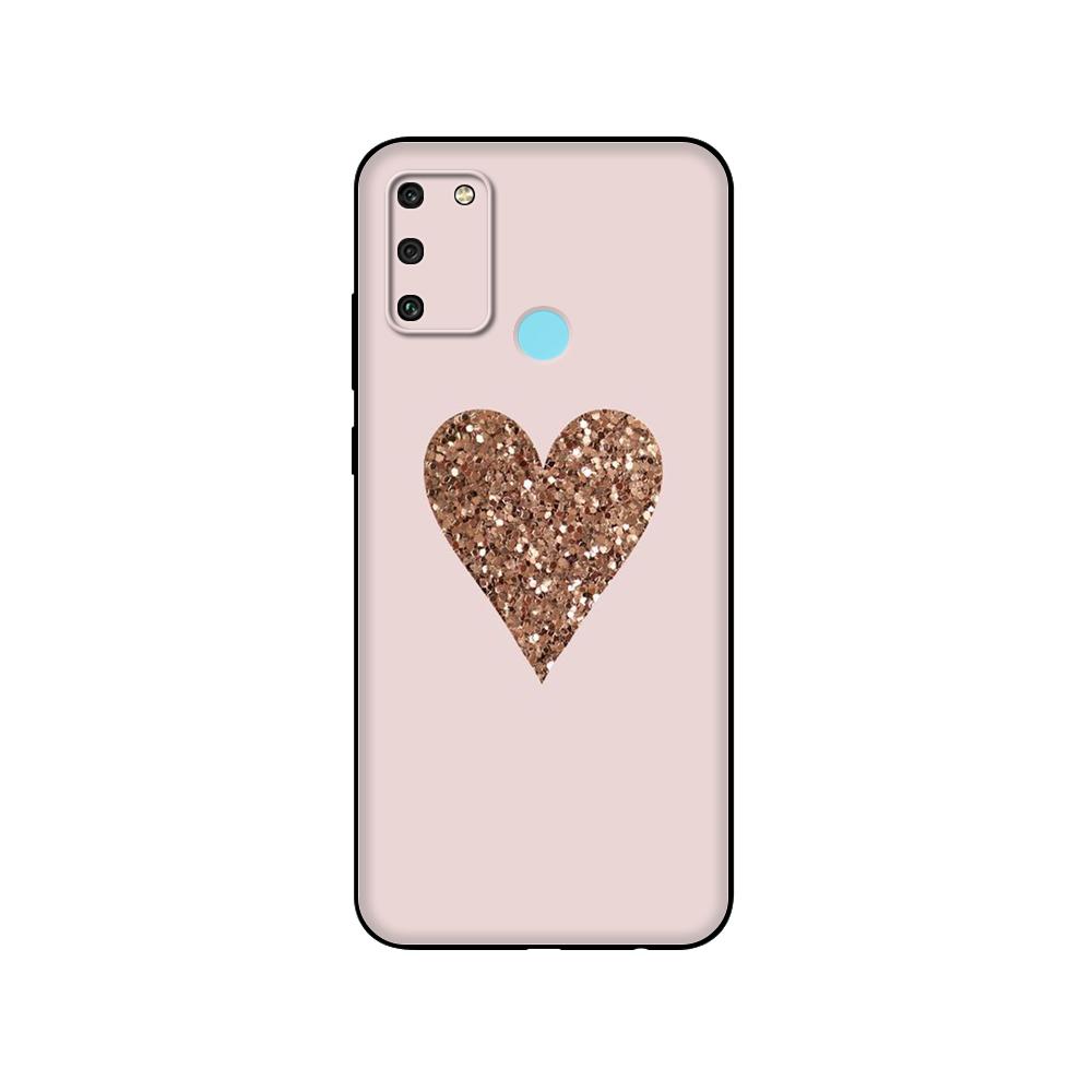 

Черный чехол из ТПУ для Huawei Honor 8a Prime 8s Prime 9 Lite honor 9A 9C 9X Premium 9x Pro 9S чехол Gold Rose Glitter Pink Love Herat honor 9C