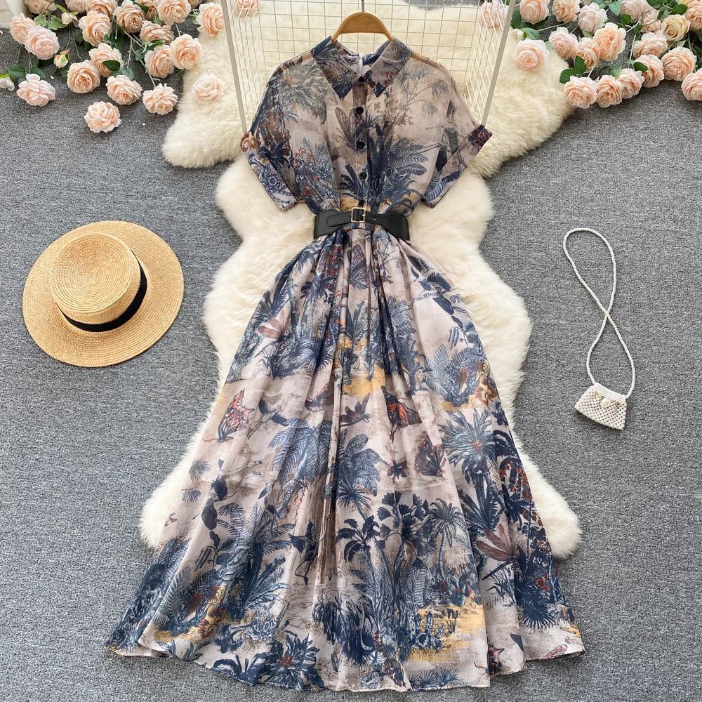 This Is A New Summer Dress For Women, Featuring A Cinched Waist, Slimming And Gentle Style