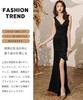 BaiFuFen Sexy Long Sleeveless Dress for and New Elegant Back Ruffle Slit Dress for Elegant Women's V-Neck Weddings, Concerts, Receptions, Year's
