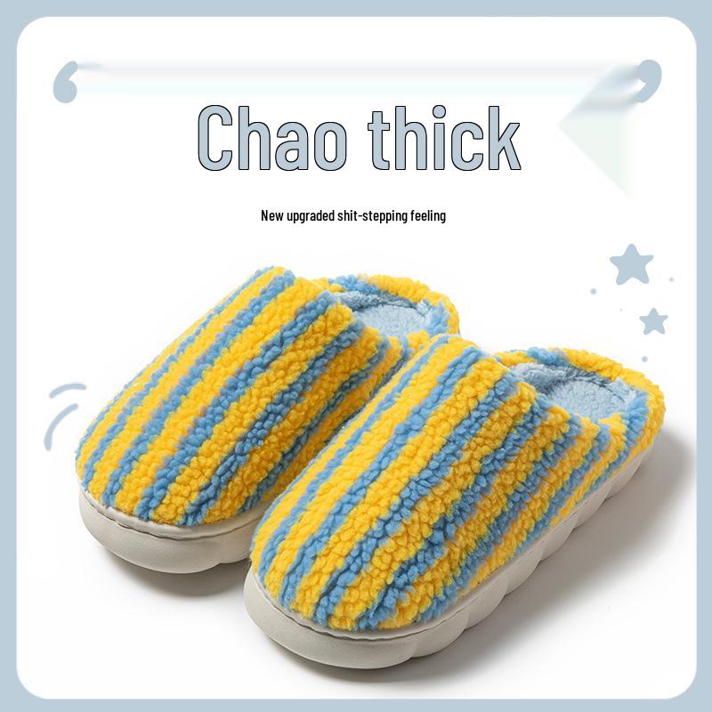 Warme Baumwollpantoffeln mit rutschfester Sohle - Dicke Sohle für Damen & Herren, Perfekt für Herbst/Winter drinnen