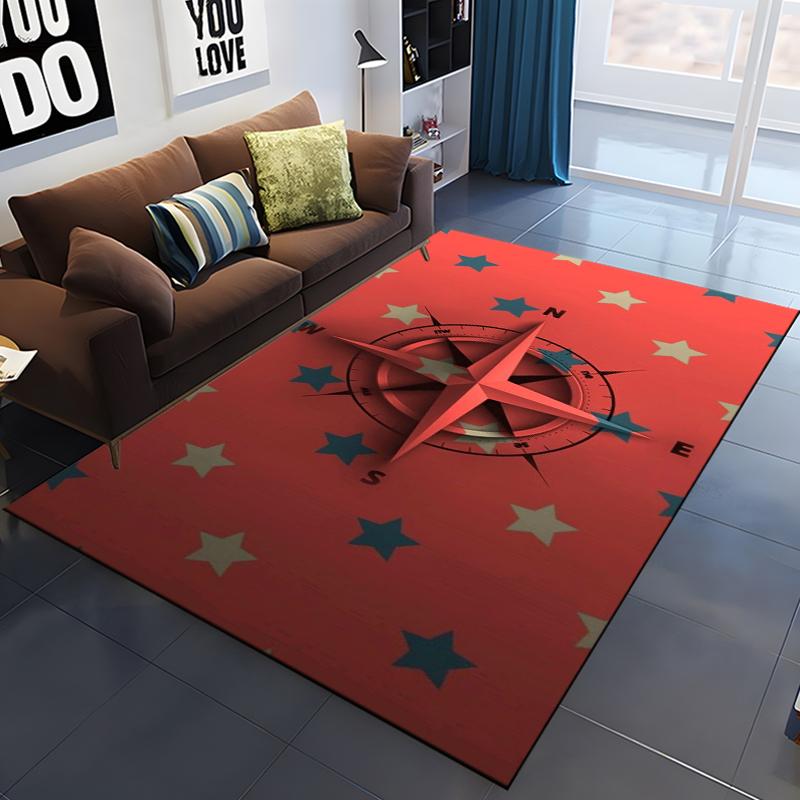 3D Retro Compass Map World Map Area Rug,Carpet Rug for Living Room Bedroom Sofa Decoration,Kitchen Doormat Non-slip Floor Mat