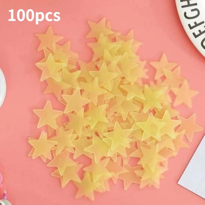100 Piece Luminous Star Wall Sticker, Suitable for Bedroom, Ceiling, and Wall Decoration, Creating An Exclusive Starry Sky Wall