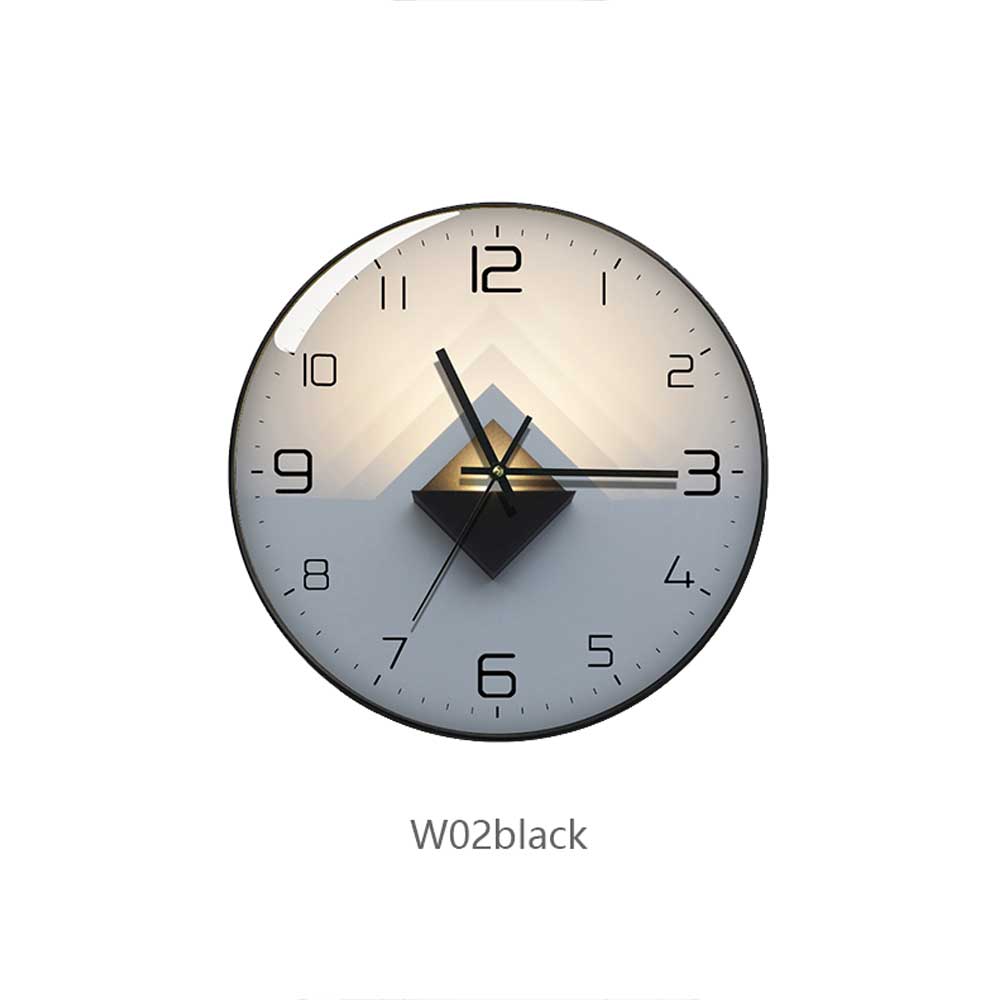 Glass Wall Clock Modern Design Geometric Series Art Round Mute Creative Hanging Home Living Room Bedroom Decoration 12 Inch