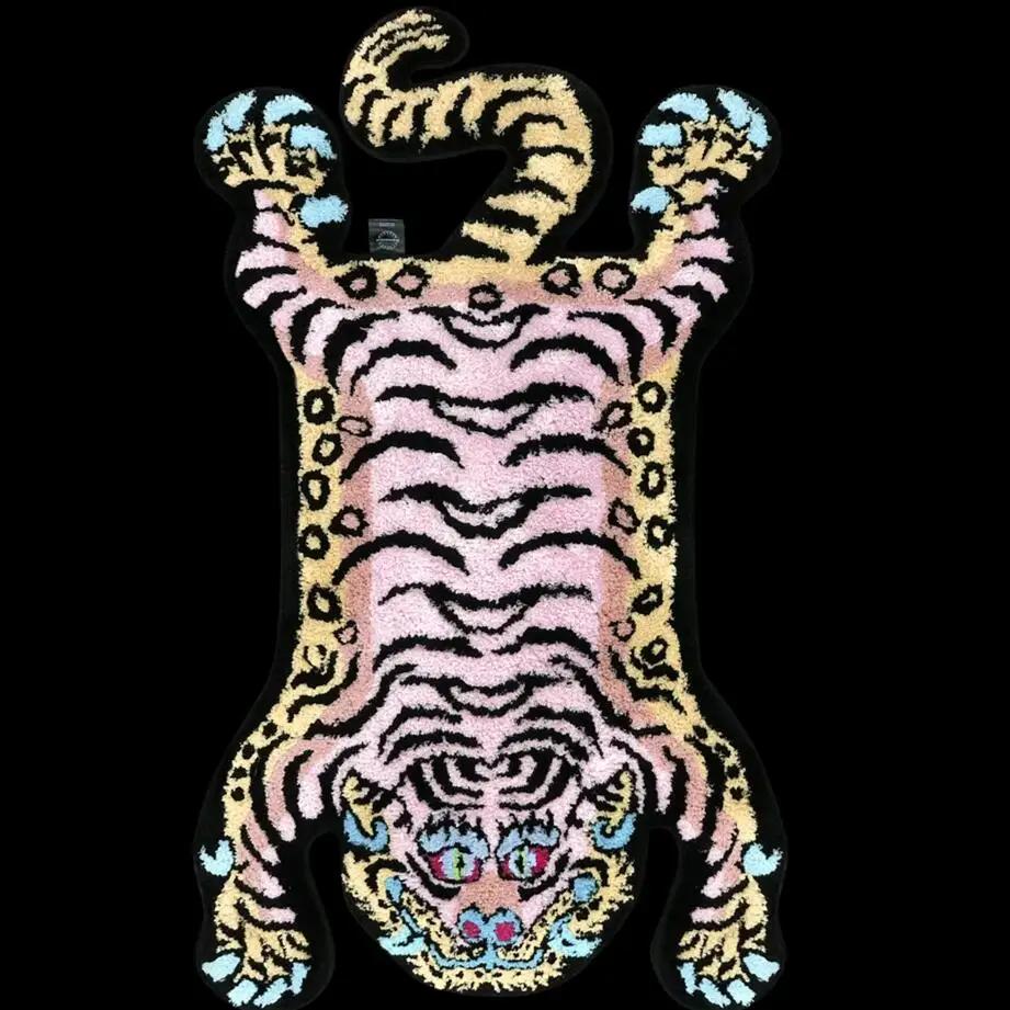 Teppich mit Tiger-Muster, Weicher Teppich aus Kunstkaschmir, Warmer Teppich für Schlafzimmer-Bettseite, Bodenteppich für Wohnzimmer, Heimdekoration