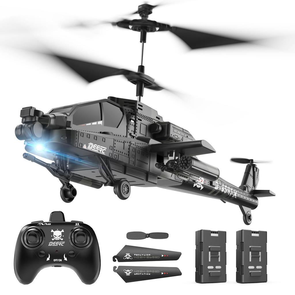 DEERC SQN-040 Radio-Controlled Toy Helicopter, Indoor Plastic Model, RC Helicopter, Armed Helicopter, Beginner-Friendly, 26-Minute Flight Time,