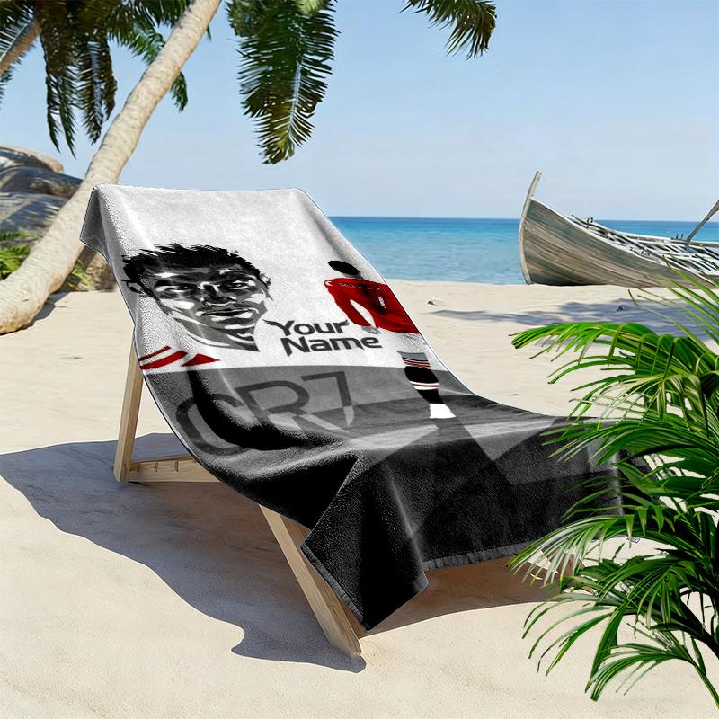 Ronaldo Custom Football Wallpaper Custom Name Print Beach Towel Large Soft Quick Dry Towel For Beach Camping Swimming