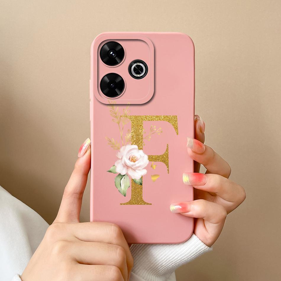 Elegant Case For Redmi 13 4G Personalized Letter Soft Liquid Silicone Protective Phone Cover For Xiaomi Redmi13 Shell Funda Capa