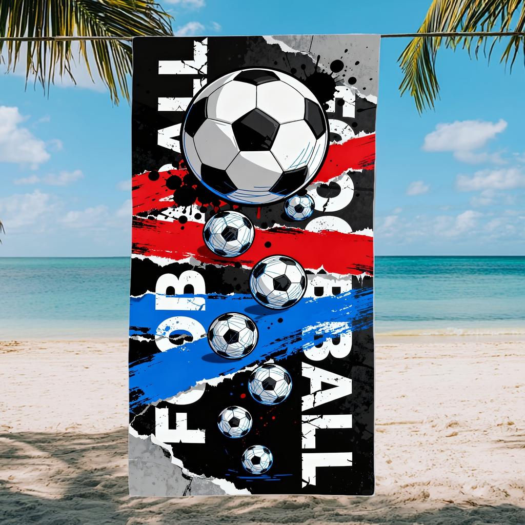 1pc Football Extra Large Beach Towel & Bath Blanket - Microfiber Super Absorbent Suitable for Travel, Pool, Surfing, Camping