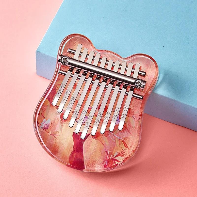 Mini 10 Keys Acrylic Thumb Piano Crystals Finger Piano Keyboard Instrument With Learning Book Gifts For Adult Kids