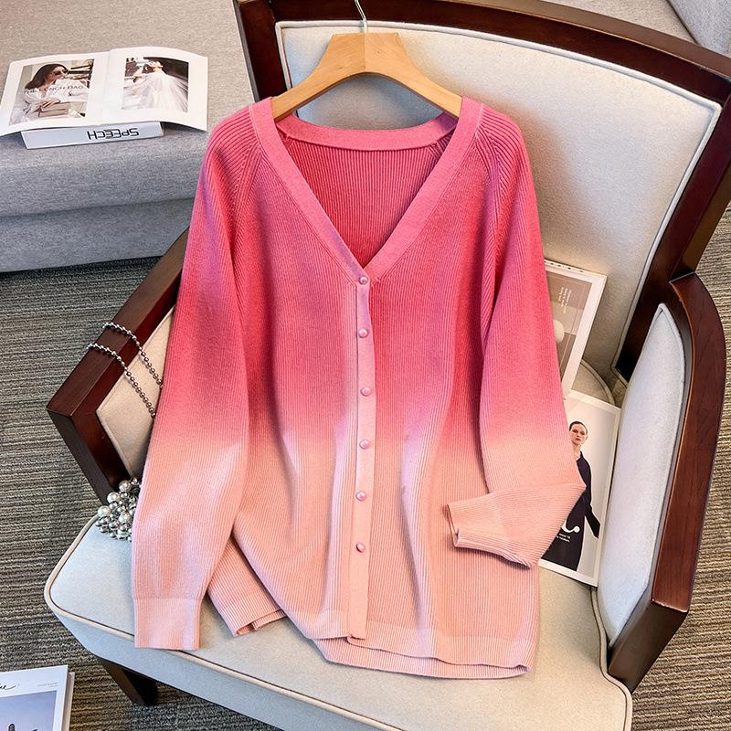 

Plus Size Women s Loose Knit Pullover Cardigan - Fits Busts 150-160cm, 200/300/350 jin 2XL червоний