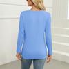 Women's   Fashion Casual Solid Color  Zipper V-Neck Long Sleeve Shirt Tops