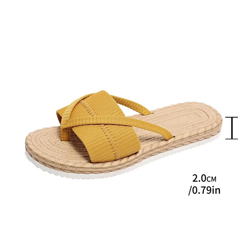 Mode Sommer Damen Schuhe Leichte Zehensteg Flache Hausschuhe für Damen Lässige Elastikband Flip Flops Damen Sandalen Stil Strand Rutschfester Schuh