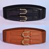 Gothic Solid Color Lift Up Female Waist Corset Wide Faux Leather Belt Women Fashion Slimming Waistband Elastic Corsets