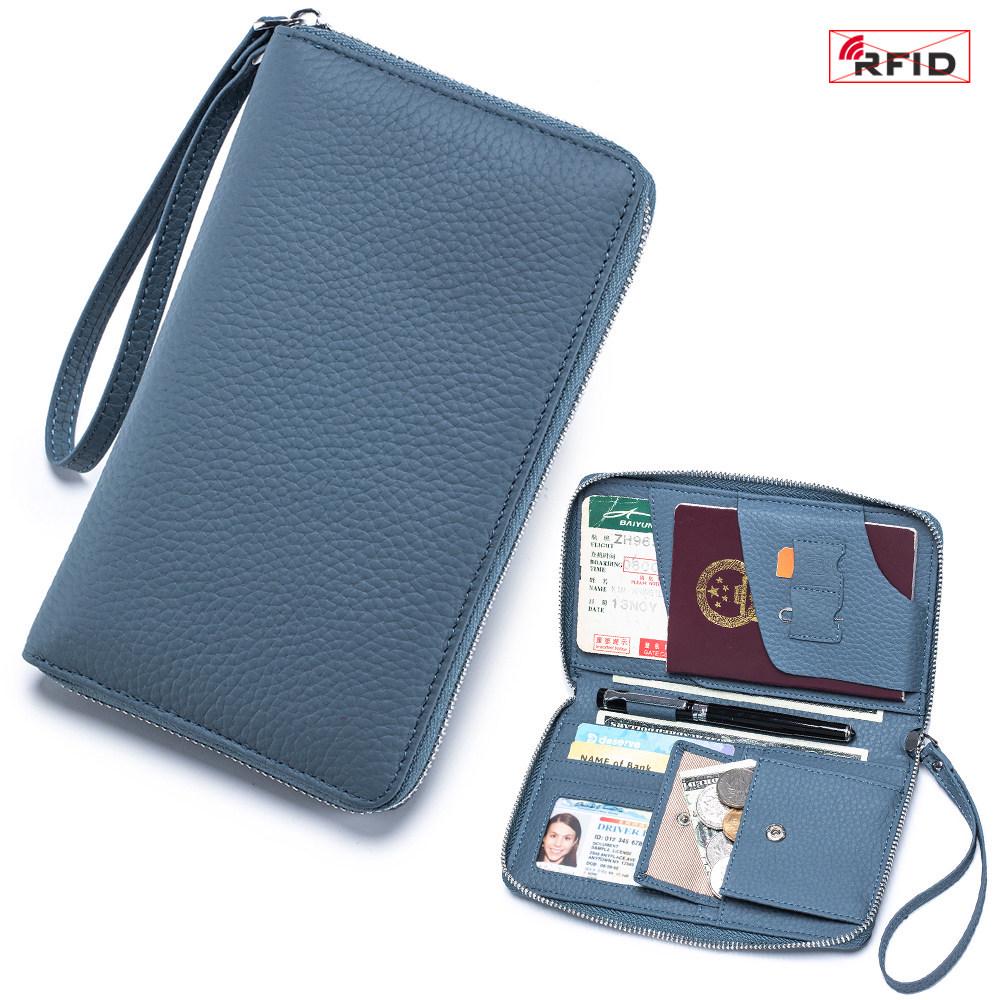 Genuine Leather Women's Anti-Theft Passport Holder & Large Capacity Wallet