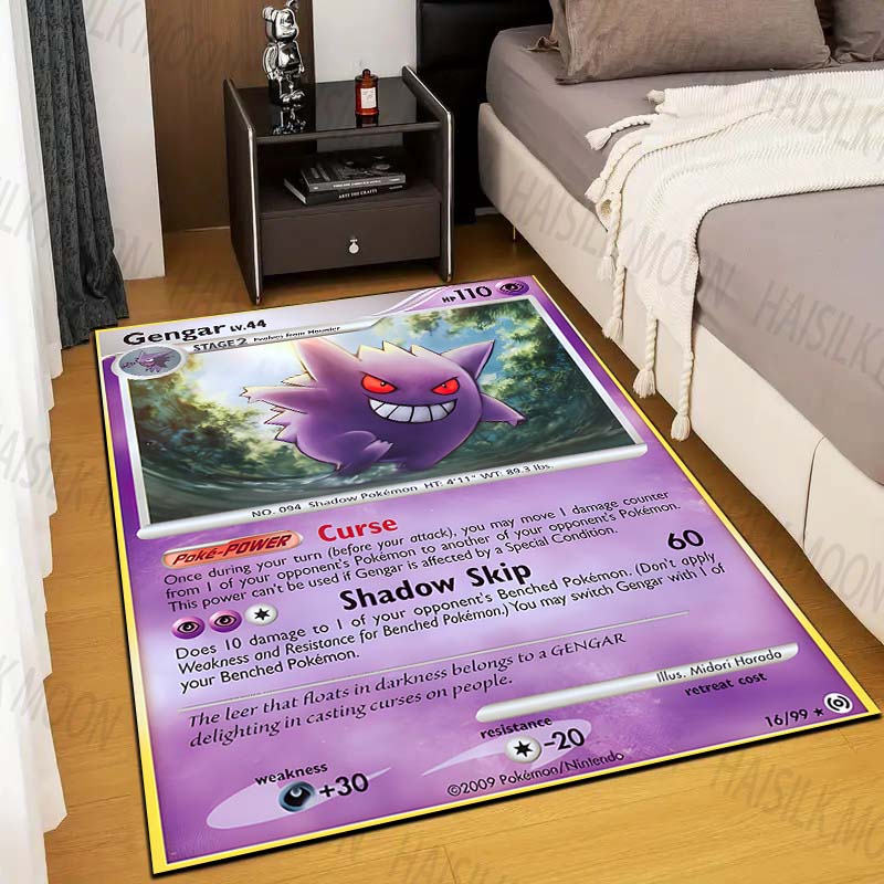 1PC Gengar Pokémon Cards Print Rug Carpet for Living Room Children Bedroom Mat Sofa Doormat Floor Rug Home Decor Anti Slip Mat