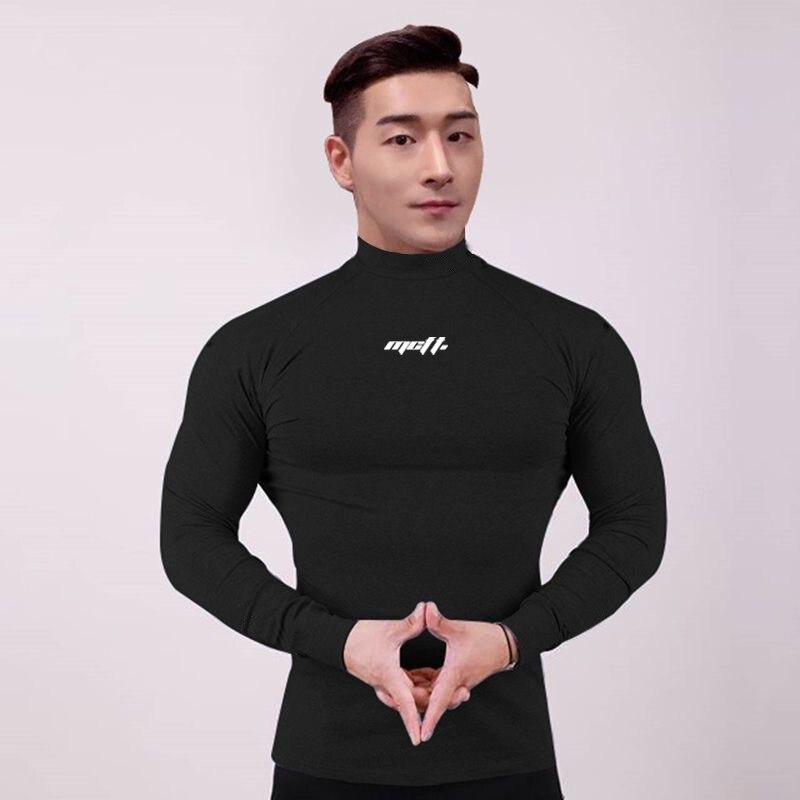 Muscleguys Men's Sports Tights Training Long Sleeves Breathable Quick-Dry High-neck Fitness T-shirt