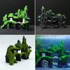 Charmoon Aquarium Rock Mountain Moss Lantern Hideout Shelter Stylish Model Figurine Ornament (Green)