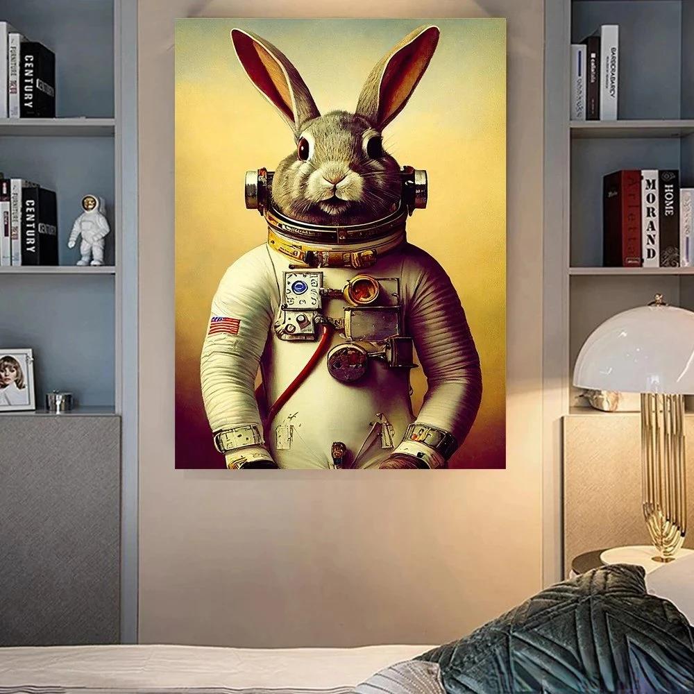 Steampunk Cat Wolf Astronaut Rabbit Poster Art Canvas Painting Retro Funny Animal Tiger Gorilla Poster Living Room Home Decor
