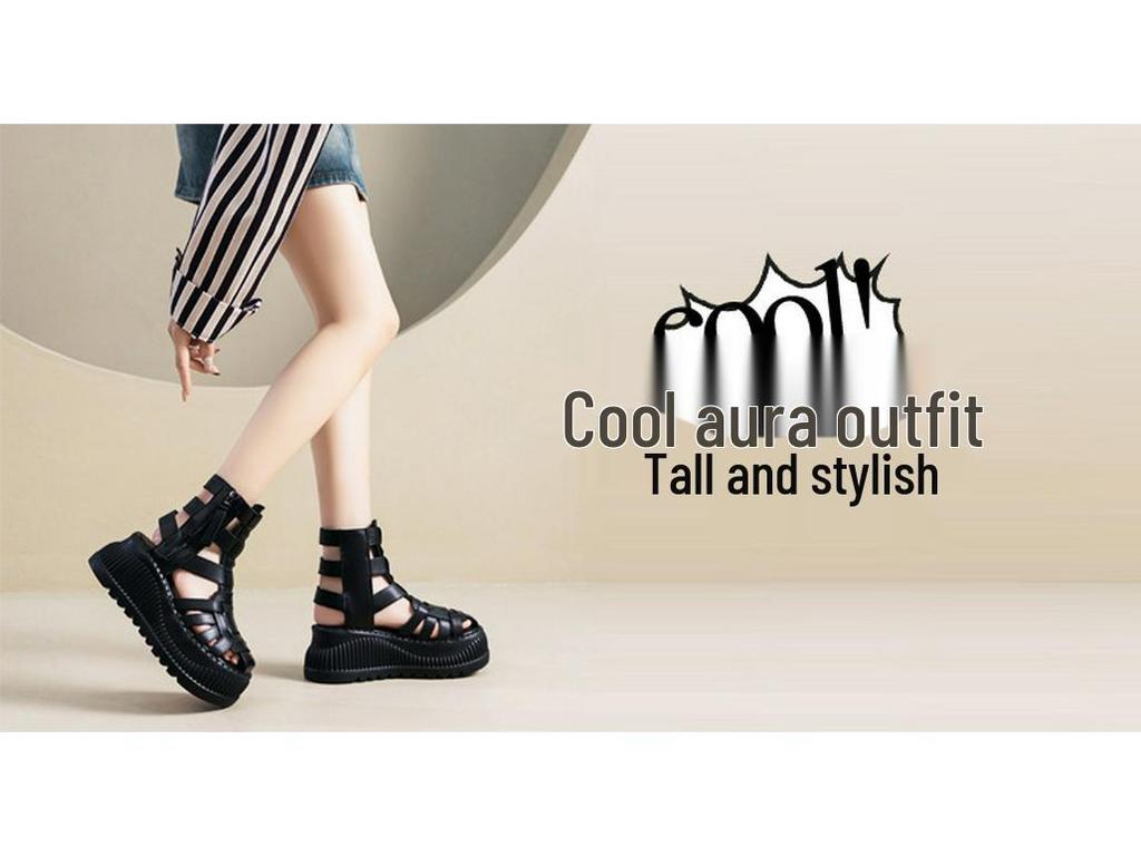 2025 Summer Women’s Versatile High Heel Wedge Sandals - Genuine Leather Peep Toe