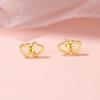 Interlocking Love Stud Earrings Women's Simple Niche Design Sense Hollow Double Heart Earrings Small Fresh Commuter Earrings