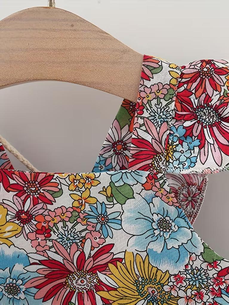 2Pcs Toddler Girls Flower Print Dress and Handbag Set Casual Sleeveless Sundress Summer Beach Party Clothing