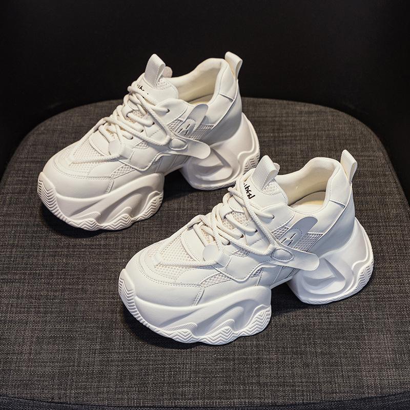Daddy shoes 2025 spring new platform sole with an inner height of 8cn star same casual and versatile fashion style lace-up women