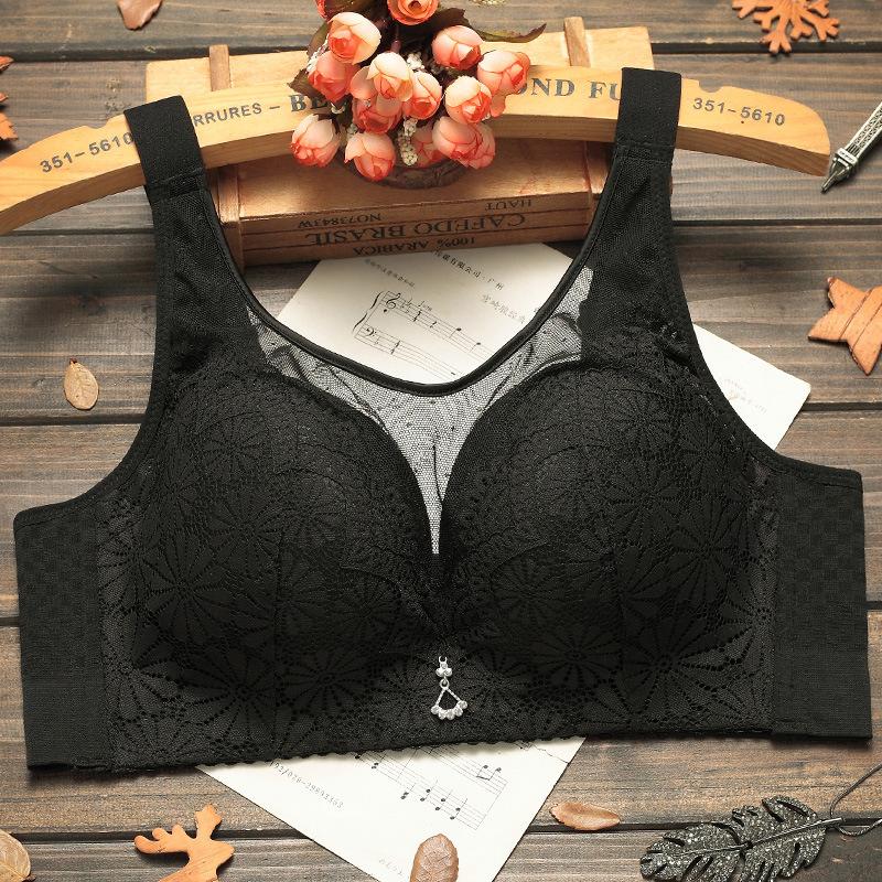 Red Floral Lace Wireless Bra for Women Comfort Support