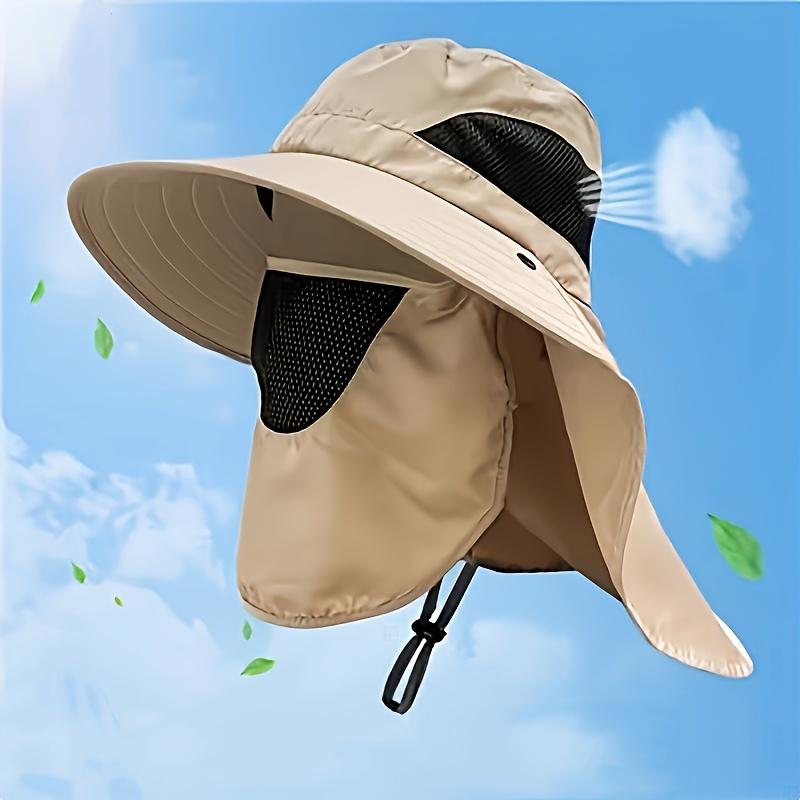 1pc Men's Sun Protection Fishing Hat with Face Cover - UV Shield for Summer & Mountaineering