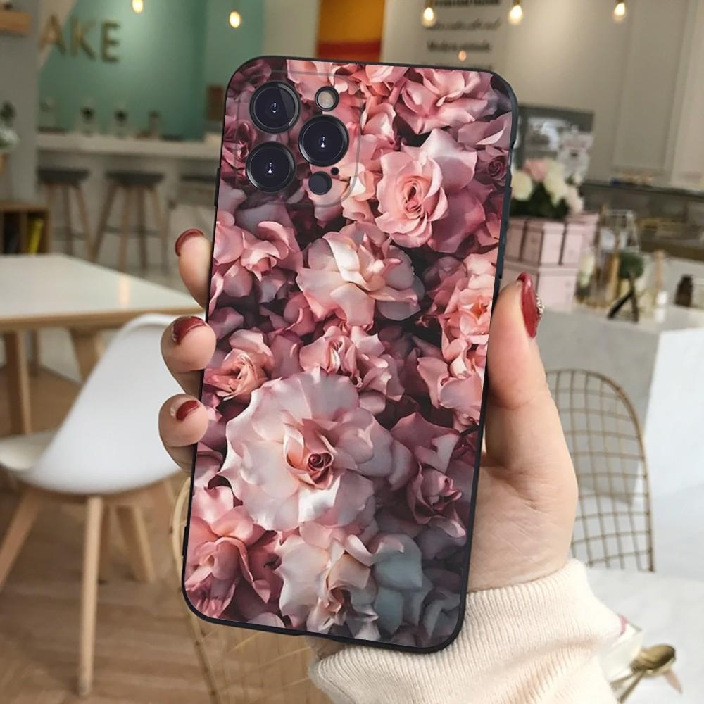 Elegant Pink Purple Peony Phone Case For iPhone 15 14 11 12 13 Mini Pro XS Max Cover 6 7 8 Plus X XR SE 2020 Funda Shell
