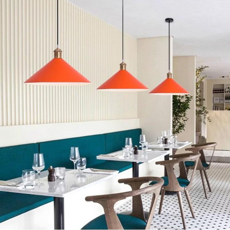 OEING Orange Industrial Pot Lid Pendant Lamp