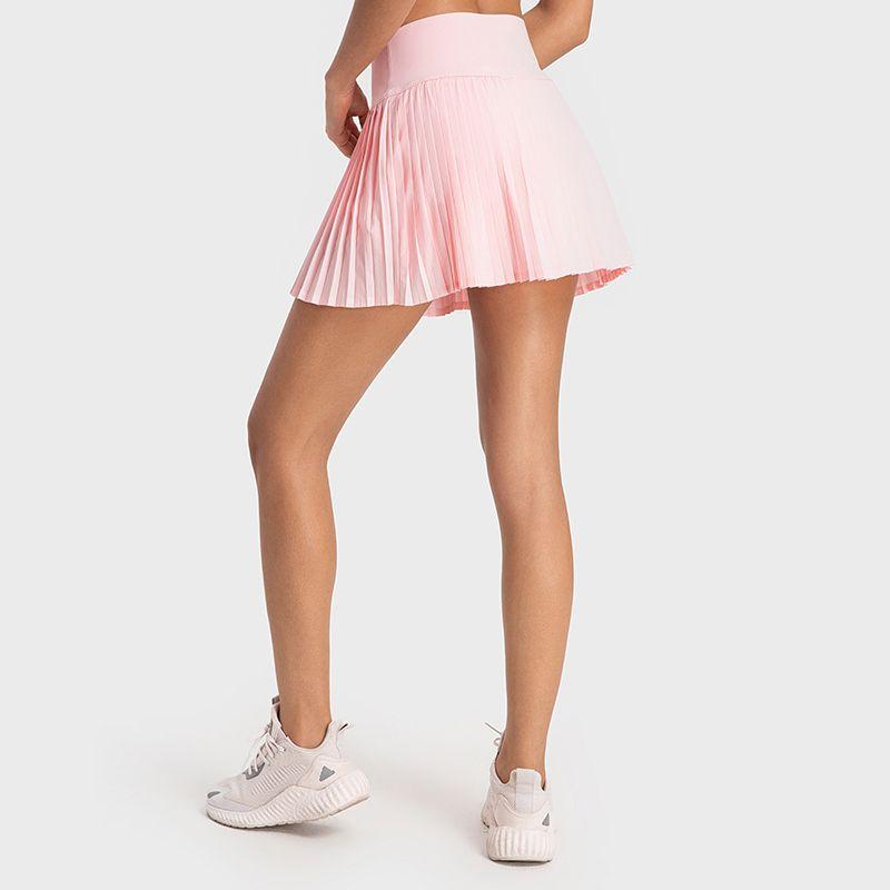 

Original Thin Exercise Skort Women s Fake Two-Piece Yoga Shorts Summer Fashion Tape High Waist Belly Contracting Pleated Pantskirt Thin Pink XXL/12 (above 67.50kg recommended)