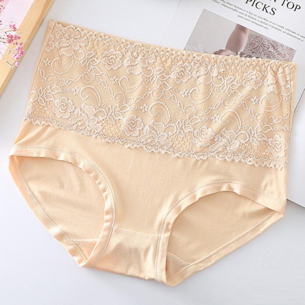 Women's High Waist Lace Briefs 3Pcs/Lot Soft Skin Friendly Seamless Breathable Panties Tummy Control Stretch Underwear