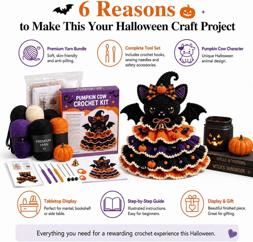 Halloween crochet DIY set ghost layered tabletop ornament Halloween witch Christmas tree